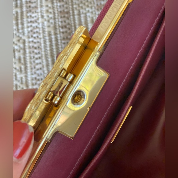 Prada Burgendy Saffiano city C Lux leather Studded Idol Should bag - Picture 6 of 13